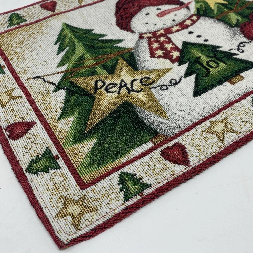 Vintage Christmas Snowman Tapestry Placemats 18x11.5